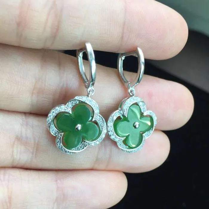 Natural Jade Earrings Nephrite Earrings NEG99