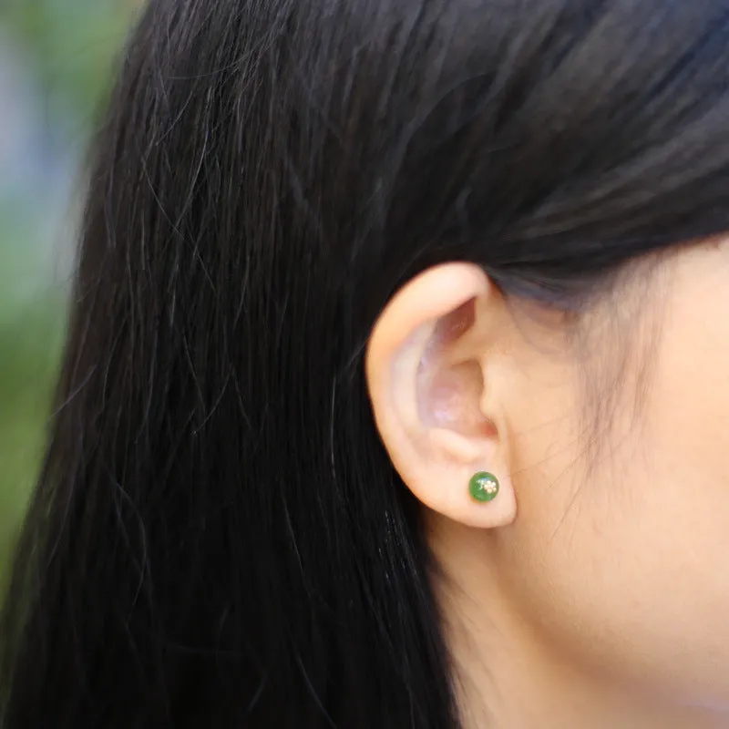 Natural Jade Earrings Nephrite Silver Earrings ZEG567