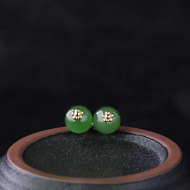 Natural Jade Earrings Nephrite Silver Earrings ZEG567