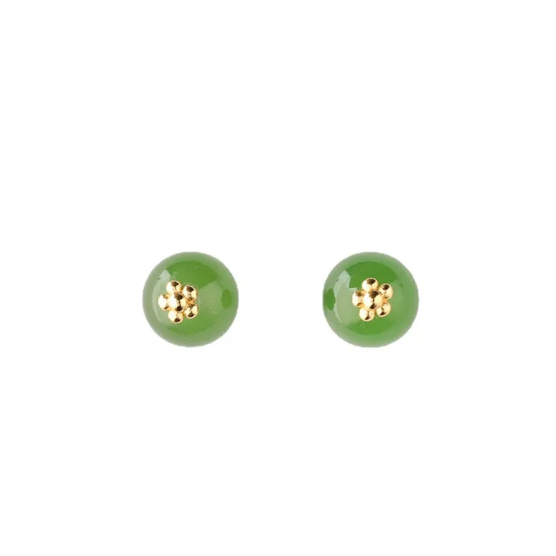 Natural Jade Earrings Nephrite Silver Earrings ZEG567