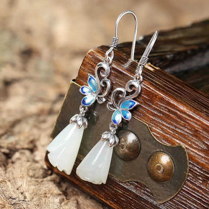 Natural Jade Earrings Nephrite Silver Earrings ZNE124
