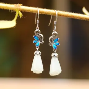 Natural Jade Earrings Nephrite Silver Earrings ZNE124