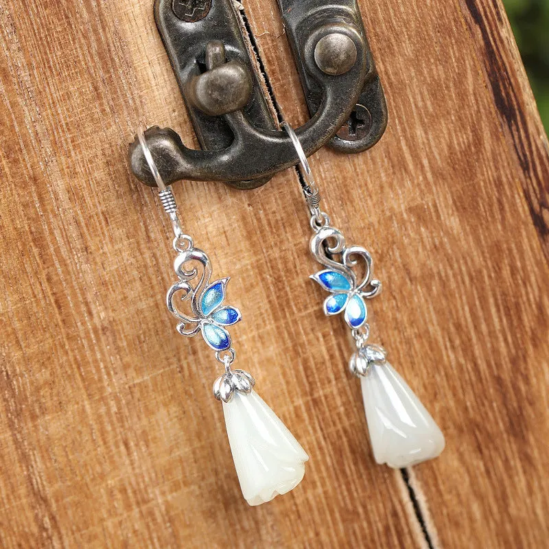 Natural Jade Earrings Nephrite Silver Earrings ZNE124