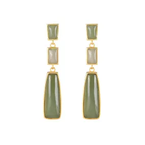 Natural Jade Earrings Nephrite Silver Earrings ZNE142