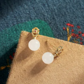 Natural Jade Earrings Nephrite Silver Earrings ZNE209