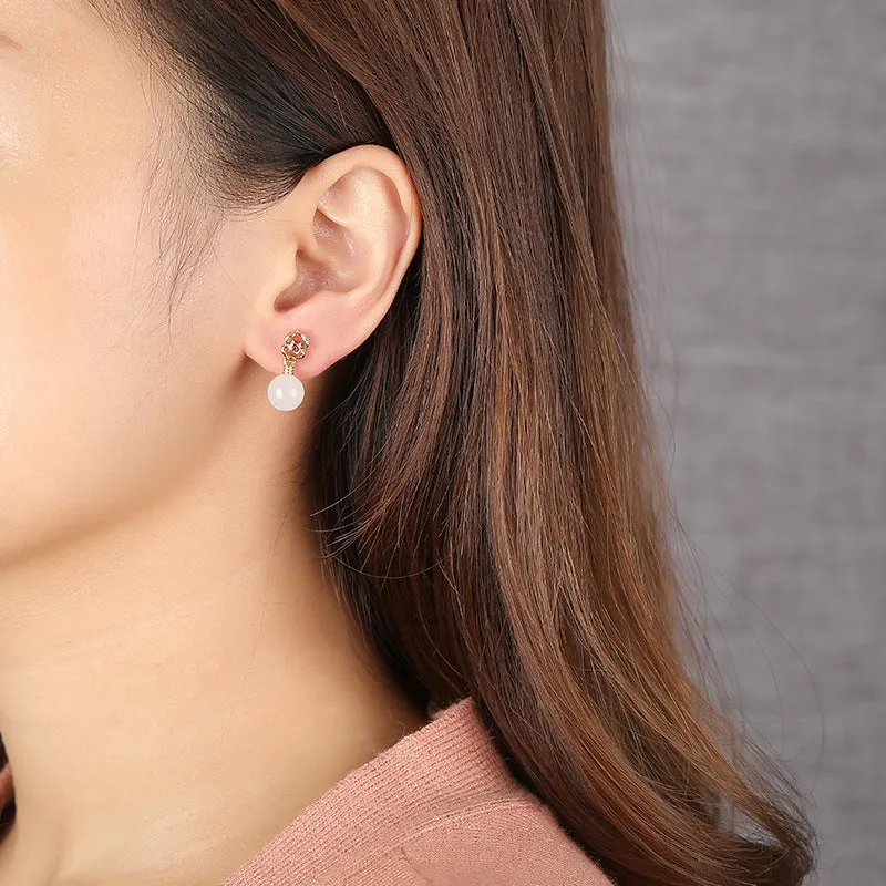 Natural Jade Earrings Nephrite Silver Earrings ZNE209