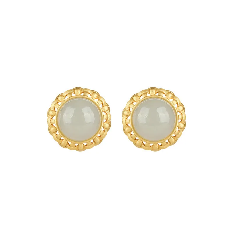 Natural Jade Earrings Nephrite Silver Earrings ZNE263