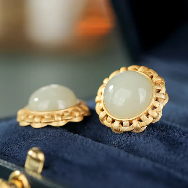 Natural Jade Earrings Nephrite Silver Earrings ZNE263