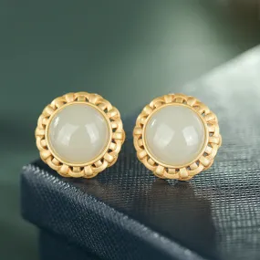 Natural Jade Earrings Nephrite Silver Earrings ZNE263