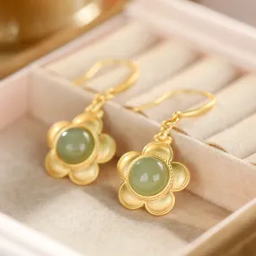 Natural Jade Earrings Nephrite Silver Earrings ZNE300