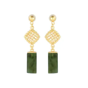 Natural Jade Earrings Nephrite Silver Earrings ZNE400
