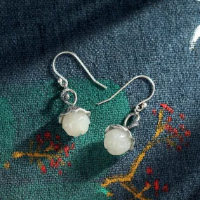 Natural Jade Earrings Nephrite Silver Earrings ZNE449