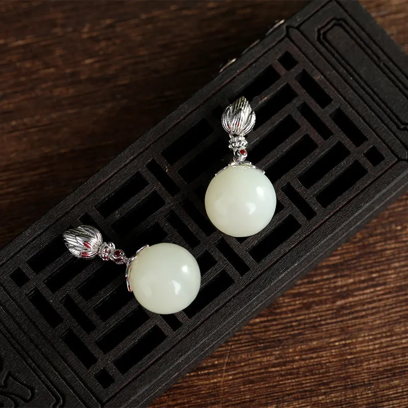 Natural Jade Earrings Nephrite Silver Earrings ZNE468