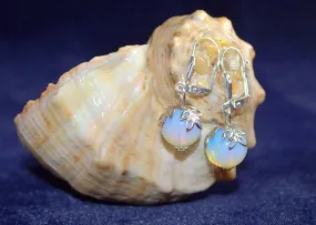 Natural moonstone opal earrings blue flash moonstone statement earrings dangle drop genuine opalite earrings unique Gift idea for her mom