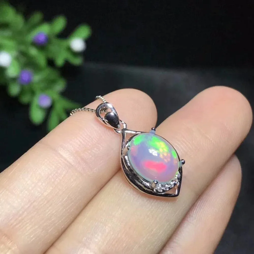 Natural Opal 925 Sterling Silver Necklace