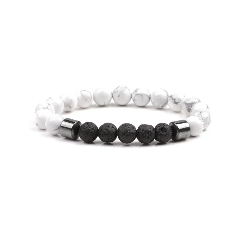 Natural Stone Fashion Geometric Bracelet  (tiger Eye  5 Volcanic Stone) Nhyl0101-tiger-eye- 5-volcanic-stone