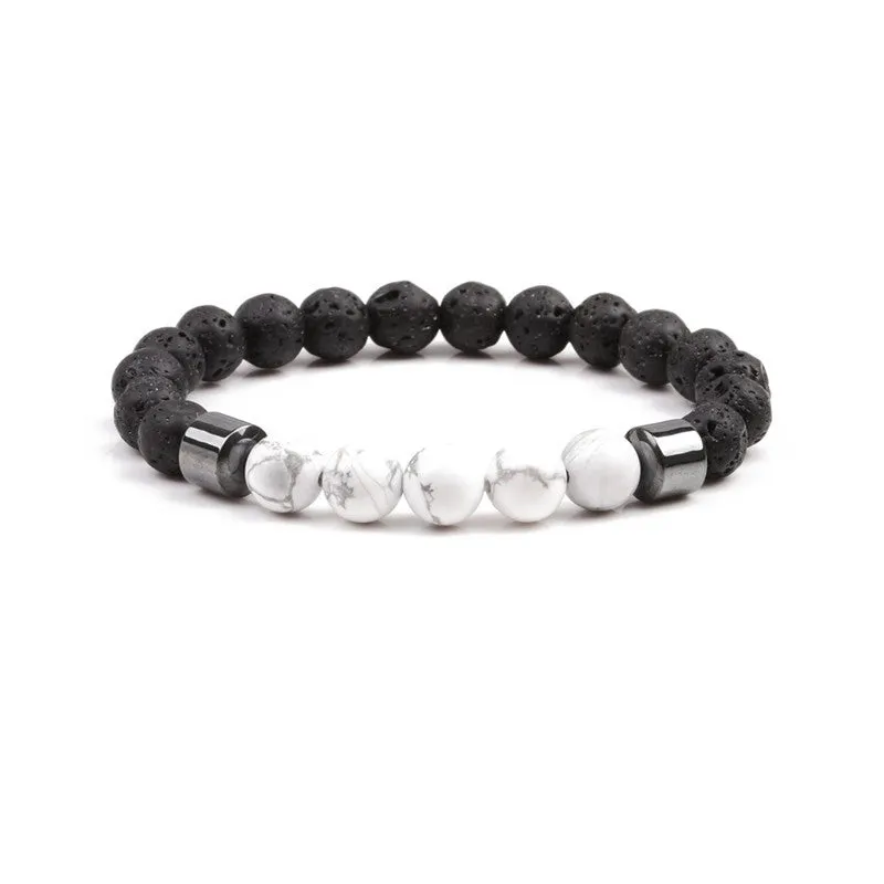 Natural Stone Fashion Geometric Bracelet  (tiger Eye  5 Volcanic Stone) Nhyl0101-tiger-eye- 5-volcanic-stone