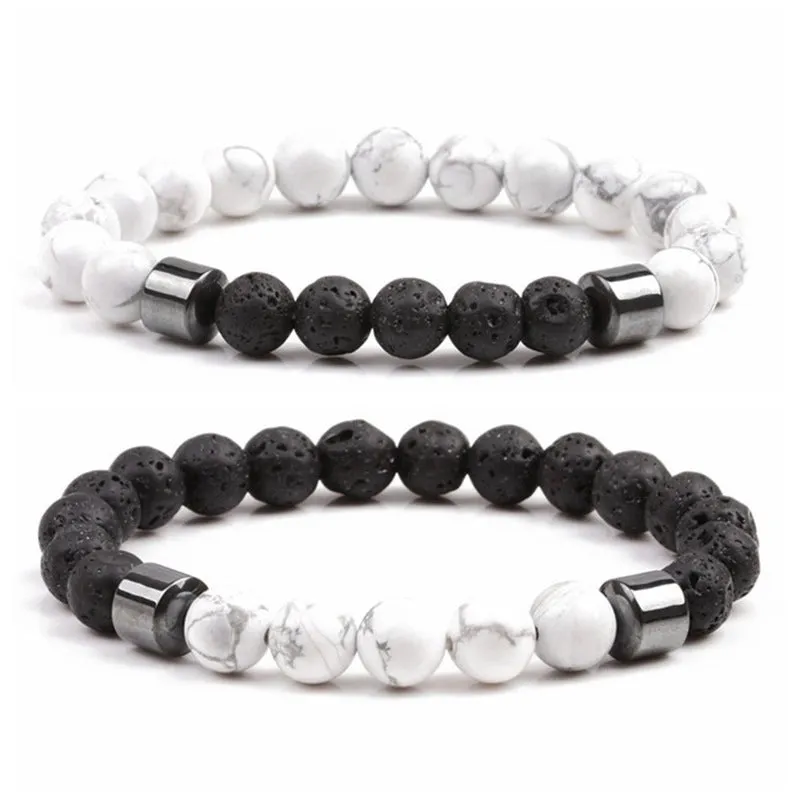 Natural Stone Fashion Geometric Bracelet  (tiger Eye  5 Volcanic Stone) Nhyl0101-tiger-eye- 5-volcanic-stone