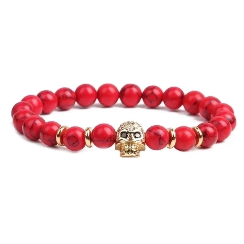 Natural Stone Fashion Skeleton Skull Bracelet  (green Pine Suit) Nhyl0384-green-pine-suit