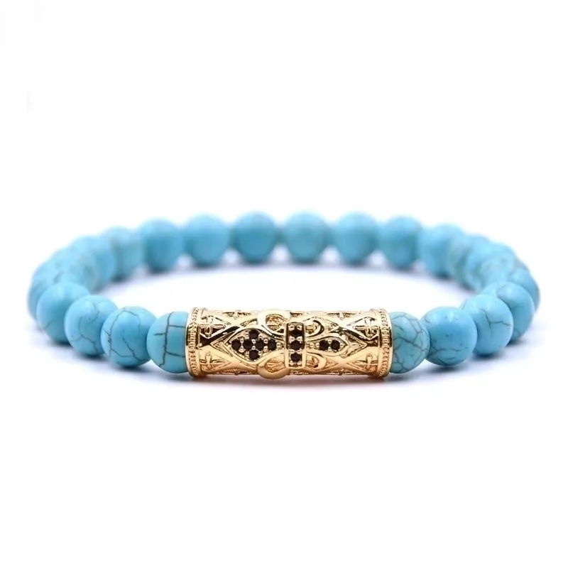 Natural Stone Fashion Skeleton Skull Bracelet  (green Pine Suit) Nhyl0384-green-pine-suit