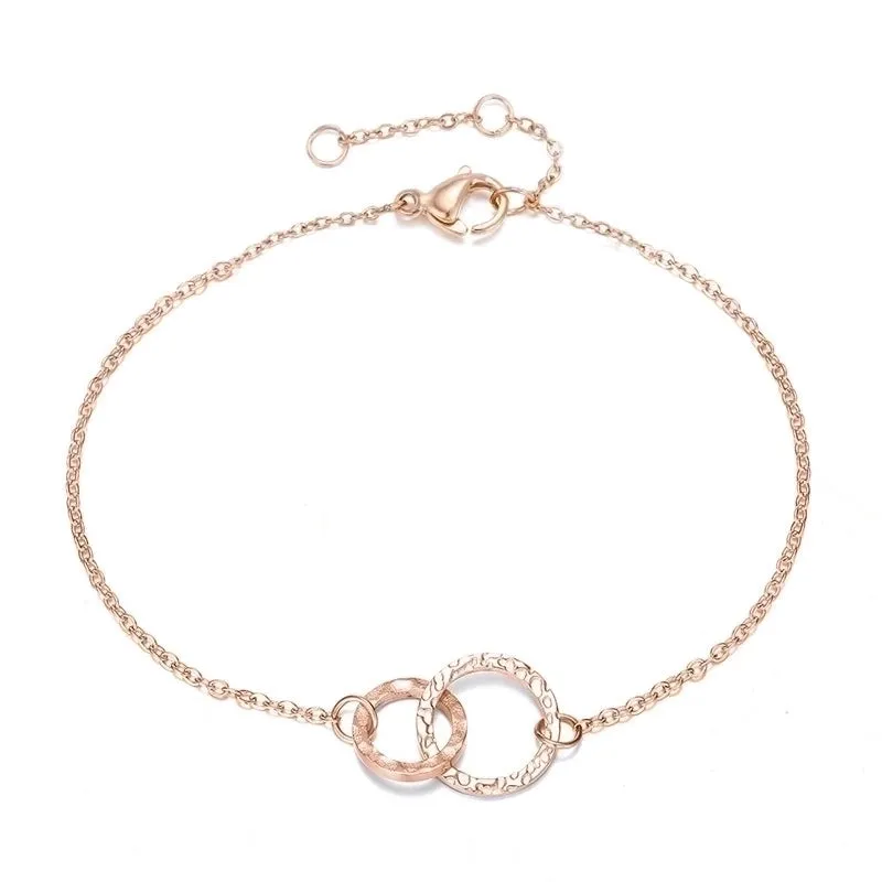 New Accessories Simple Stainless Steel Gold-plated Round Bracelet Korean Fashion Hollow Bracelet Wholesale