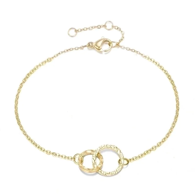 New Accessories Simple Stainless Steel Gold-plated Round Bracelet Korean Fashion Hollow Bracelet Wholesale