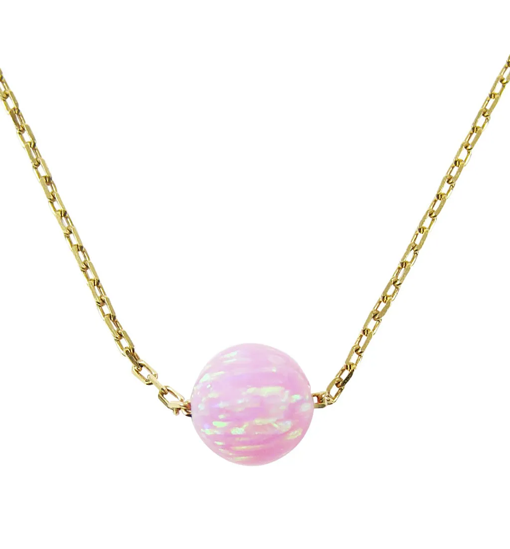 Opal Ball Necklace Gold Plated Sterling Silver Chain