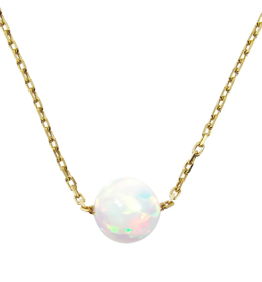 Opal Ball Necklace Gold Plated Sterling Silver Chain