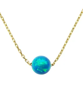 Opal Ball Necklace Gold Plated Sterling Silver Chain