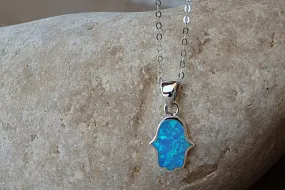 Opal hamsa necklace