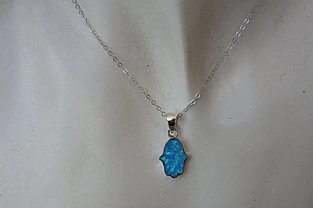 Opal hamsa necklace