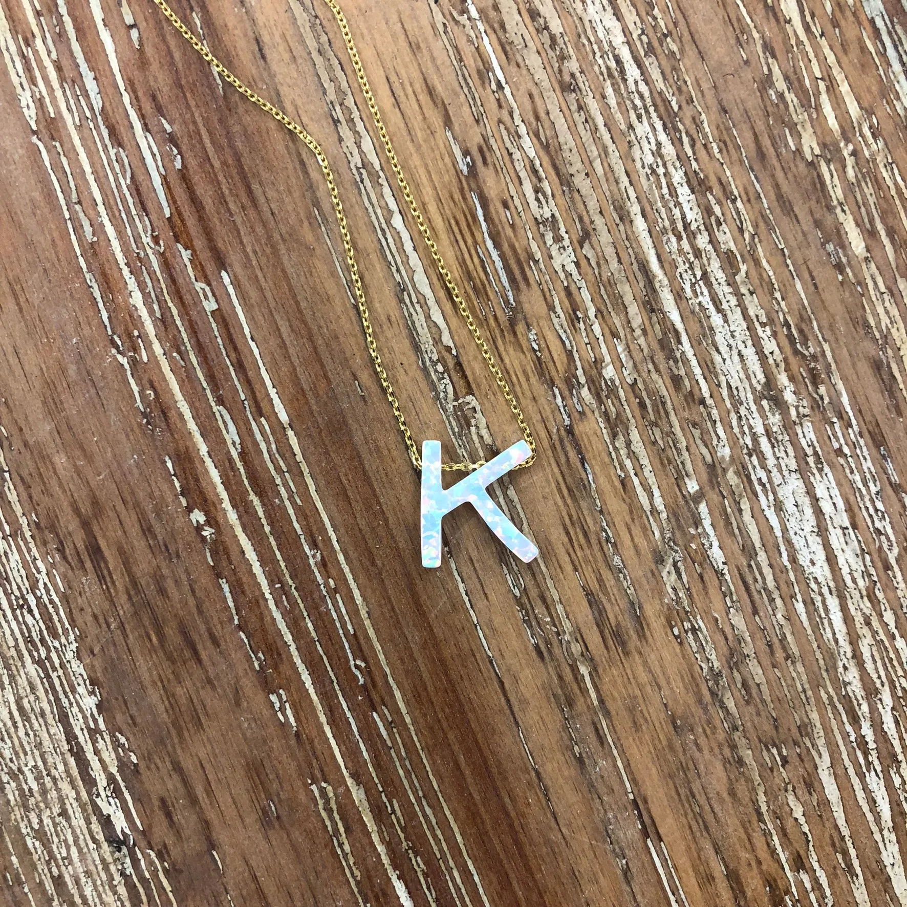 Opal Initial Necklace