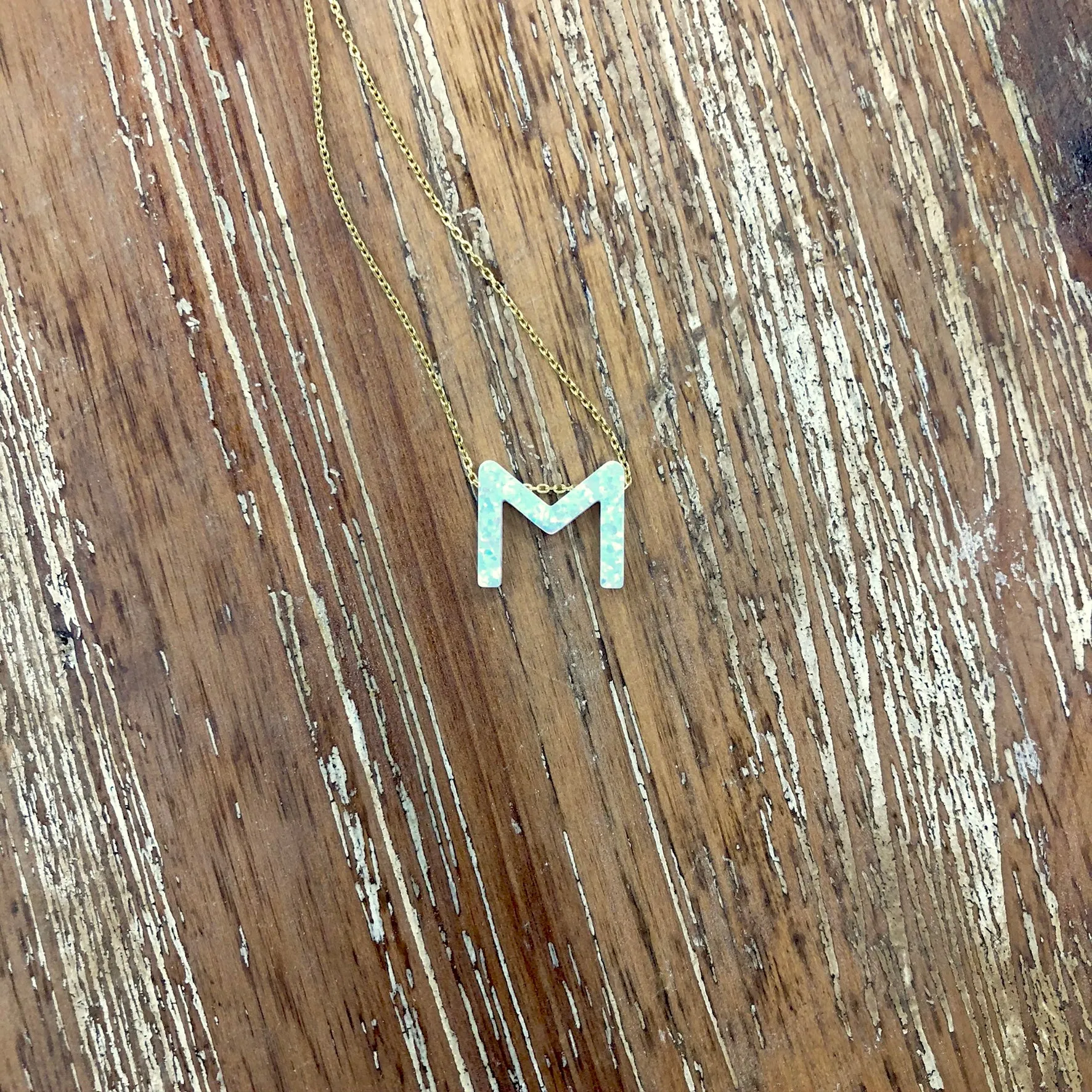 Opal Initial Necklace