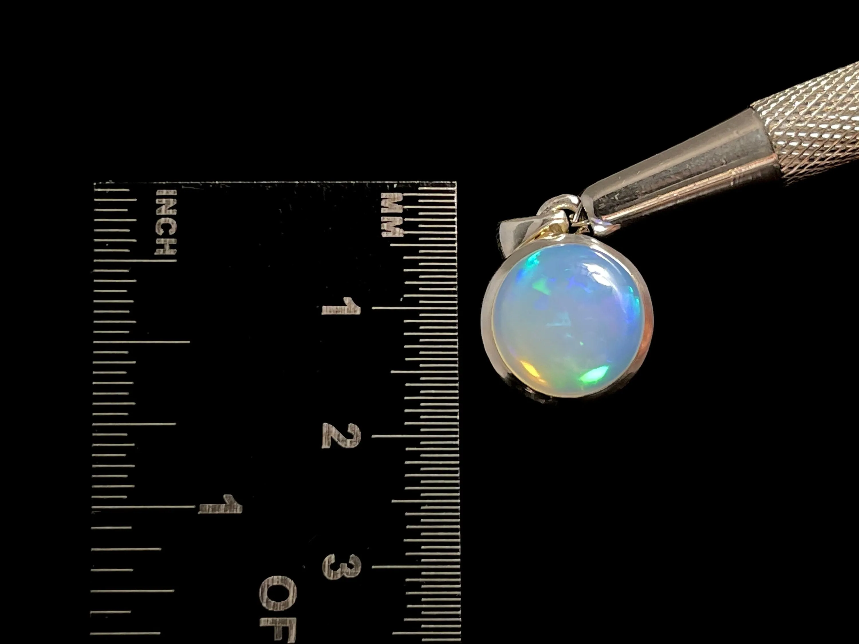 OPAL Pendant - Sterling Silver, 11mm Round Cabochon - Opal Necklace, Birthstone Necklace, Opal Jewelry, Welo Opal, 49038
