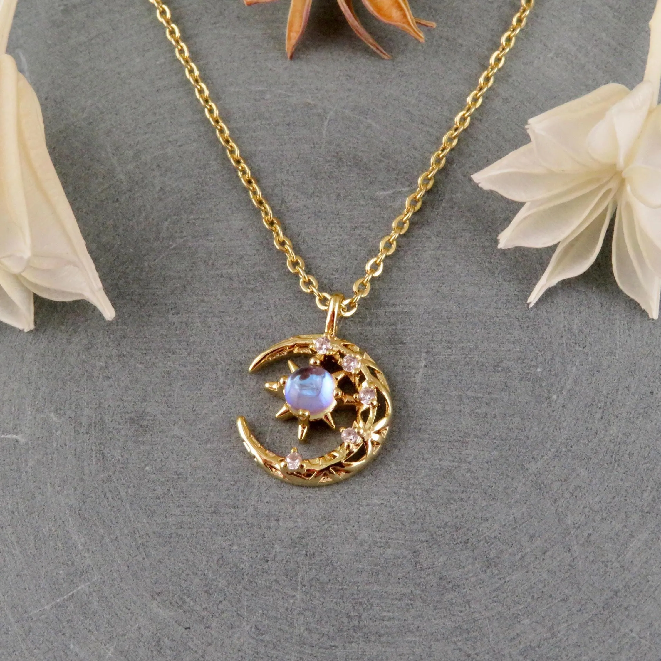 Opalescent Celestial Moon Necklace