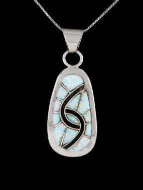 Opalite Sterling Silver Zuni Inlay Pendant