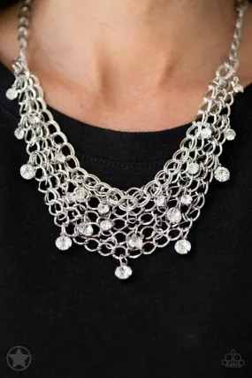 Paparazzi Necklace Blockbuster - Fishing for Compliments - Silver/White