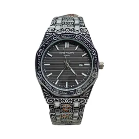 Patek Phillipe – Metal Engraved Body – Quartz - 42mm - Men's Watch