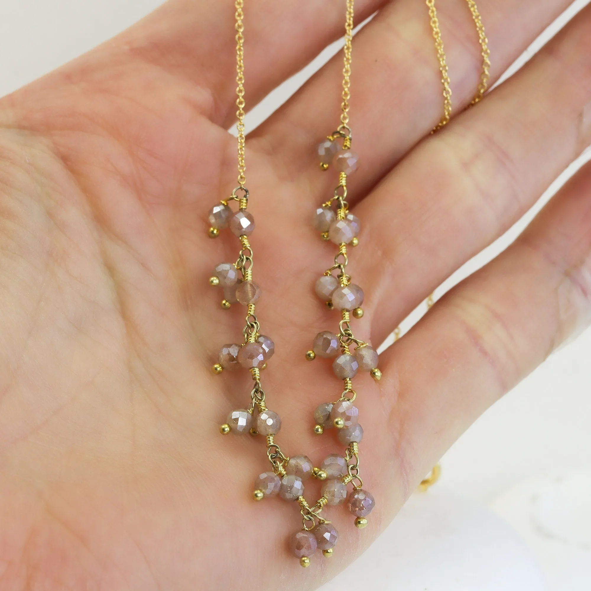 Peach Moonstone Bib Necklace