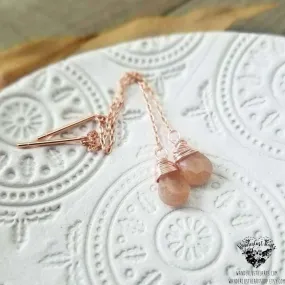 Peach Moonstone Rose gold threaders