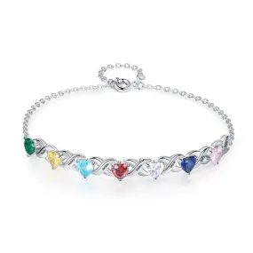 Personalized Inlaid 7 Birthstone Family Bracelet for Mother's Day Gift  -Personalized Engraved Jewelry - Everyday Wear Bracelet