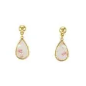 Pink Floral Print Teardrop Earrings