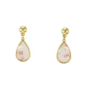 Pink Floral Print Teardrop Earrings