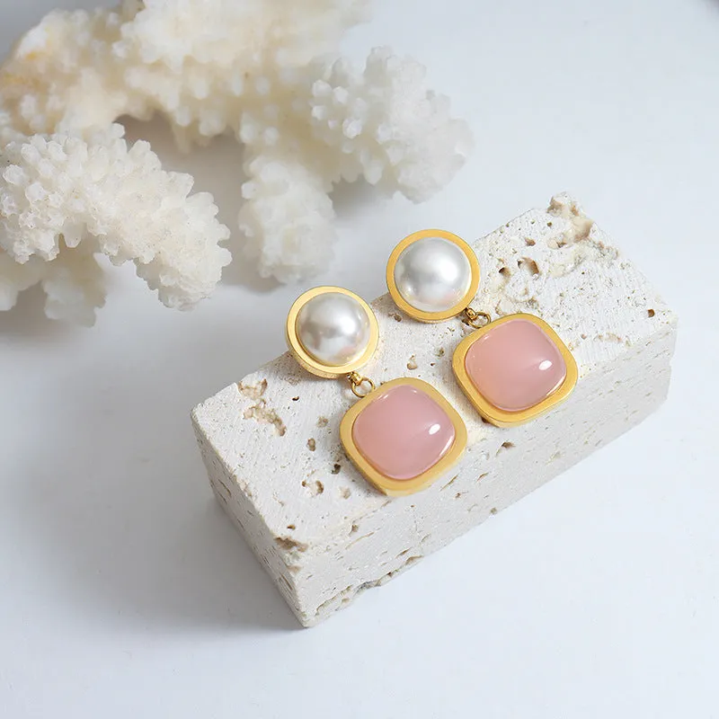 Pink Jade Earrings: Korean-Inspired Personalized Fashion Jewelry