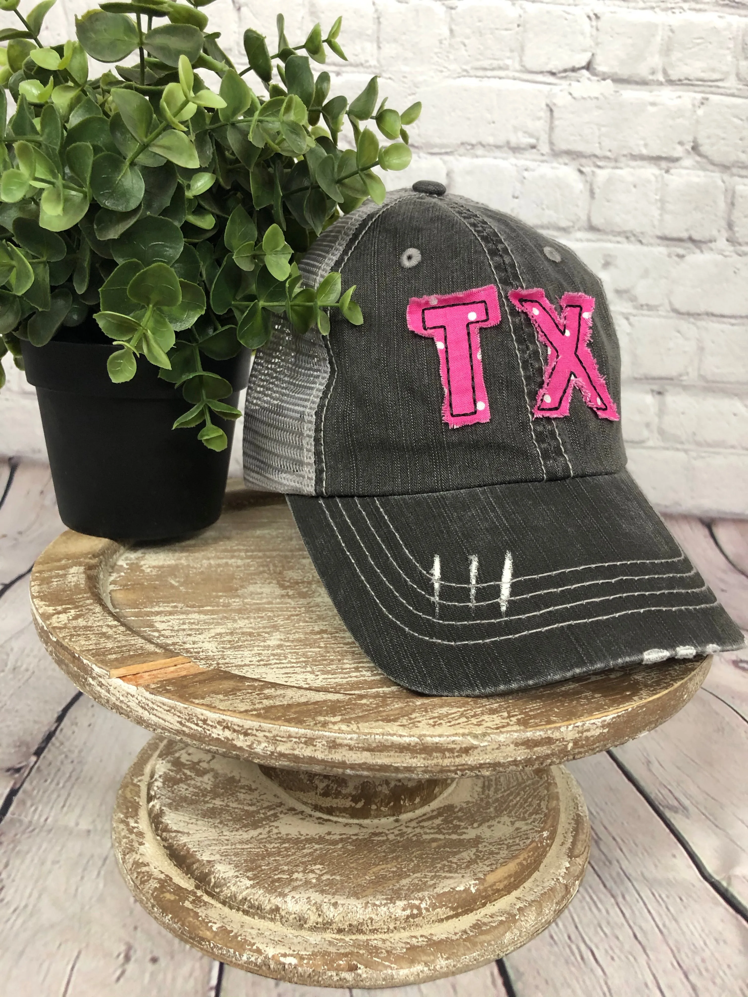 Pink Polka Dot Texas Trucker Cap