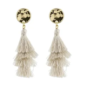 Piper & Jade Beige Tassel Earrings