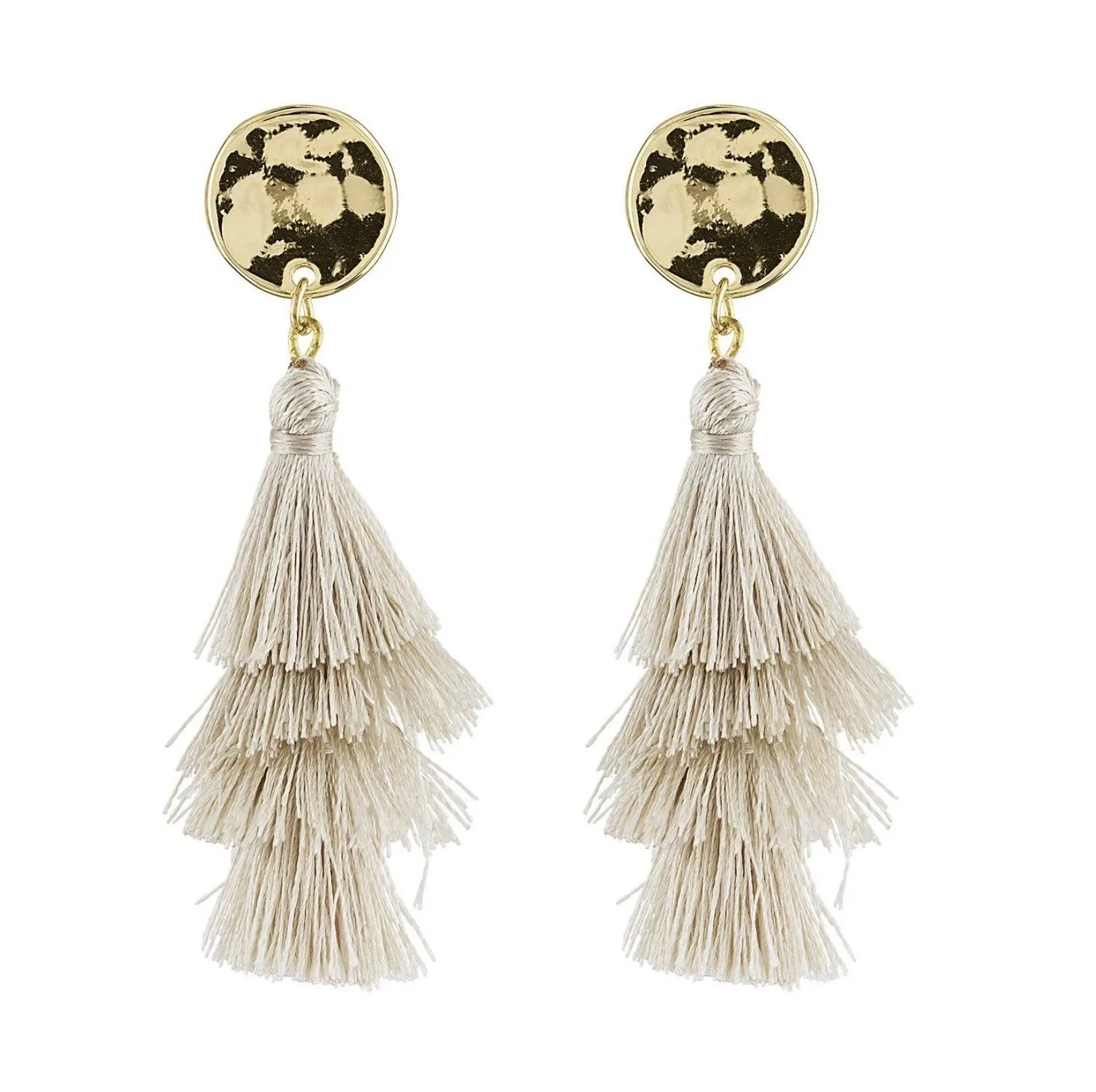 Piper & Jade Beige Tassel Earrings