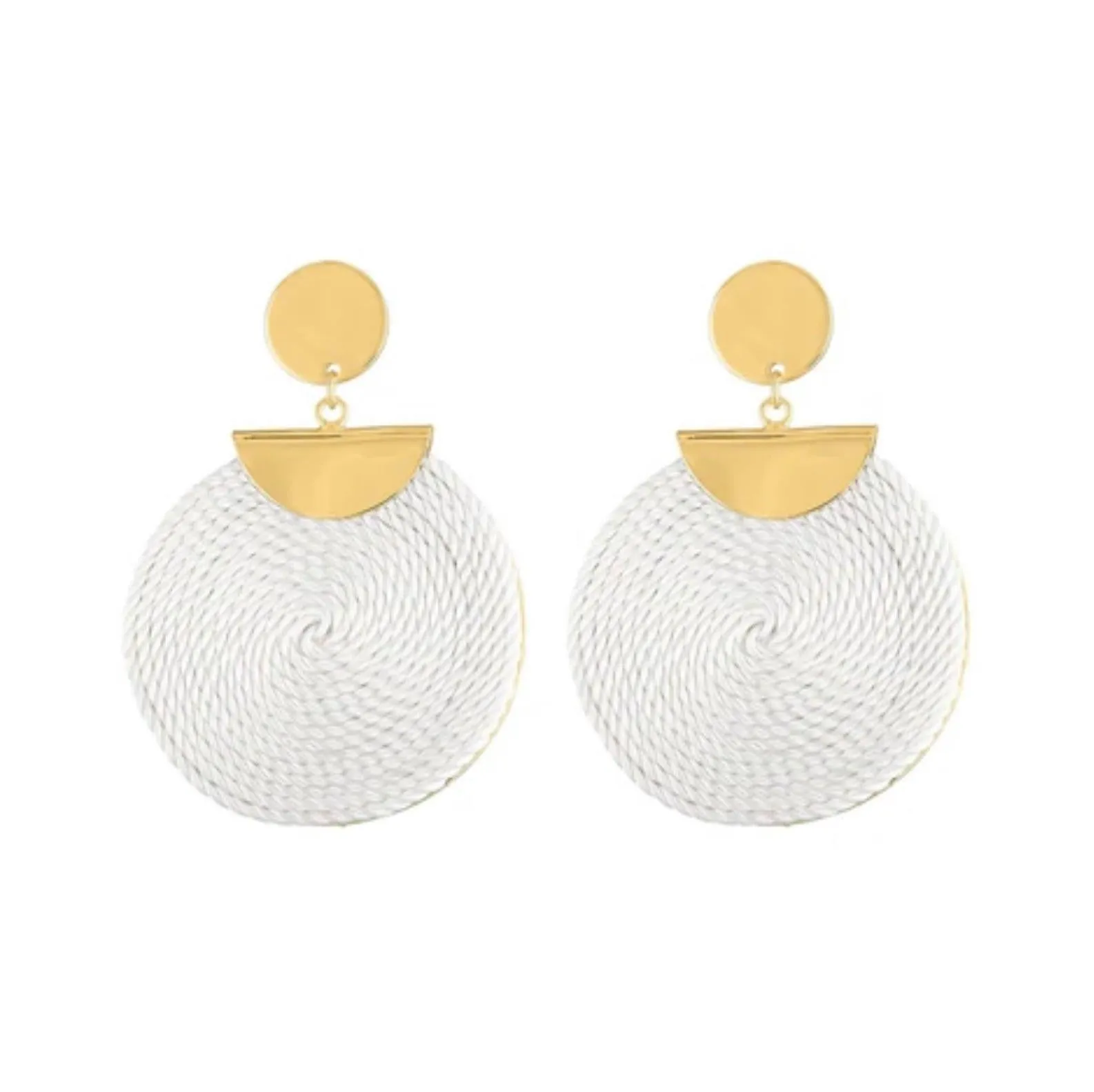 Piper & Jade Gold and White Corded Circle Earrings
