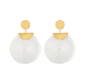 Piper & Jade Gold and White Corded Circle Earrings