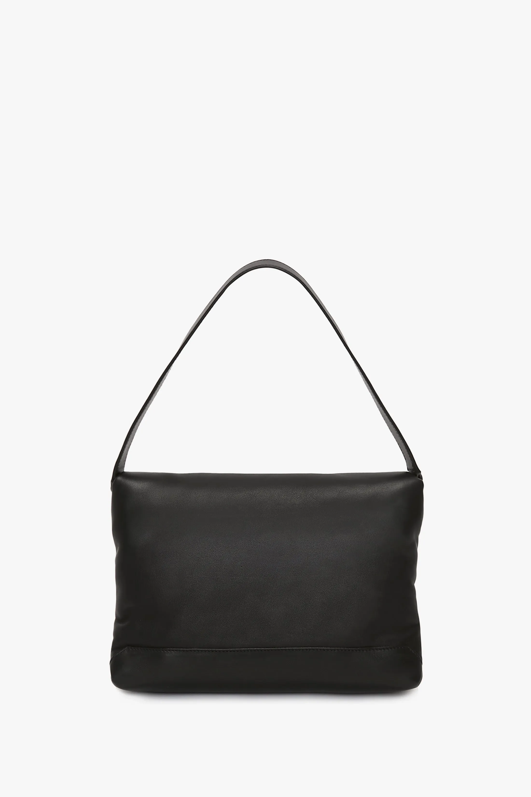 Puffy Chain Pouch Bag With Strap In Black Leather